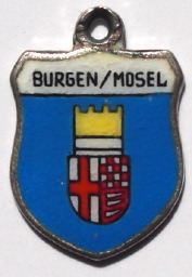 BURGEN, Germany - Vintage Silver Enamel Travel Shield Charm
